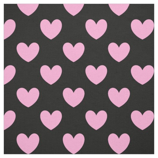 Cotton Candy Pink Polka Herzen auf schwarz Stoff (Muster)
