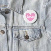 Cotton Candy Pink Polka Herzen auf weiß Button (Beispiel)