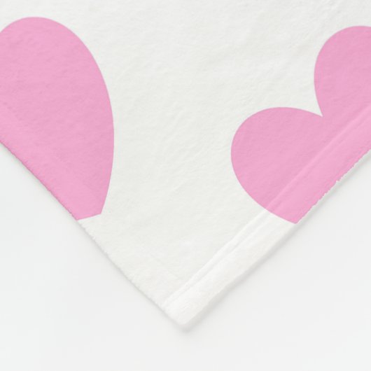 Cotton Candy Pink Polka Herzen auf weiß Fleecedecke (Ecke)
