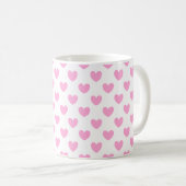 Cotton Candy Pink Polka Herzen auf weiß Kaffeetasse (VorderseiteRechts)
