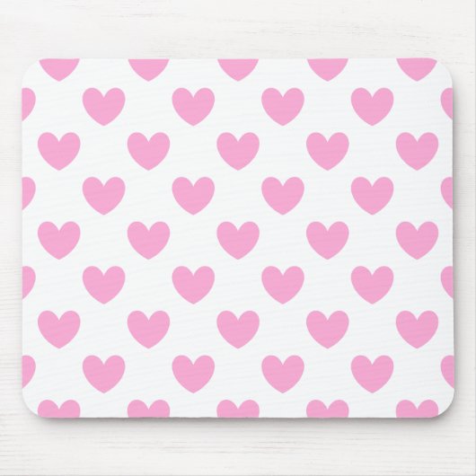 Cotton Candy Pink Polka Herzen auf weiß Mousepad (Vorne)