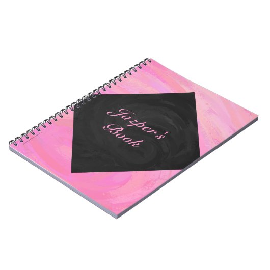 Cotton Candy Pink und Black Monogram Notizblock (Linke Seite)