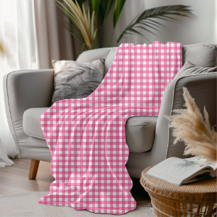 Cotton Candy Pink und White Gingham Checkered Cosy Fleecedecke