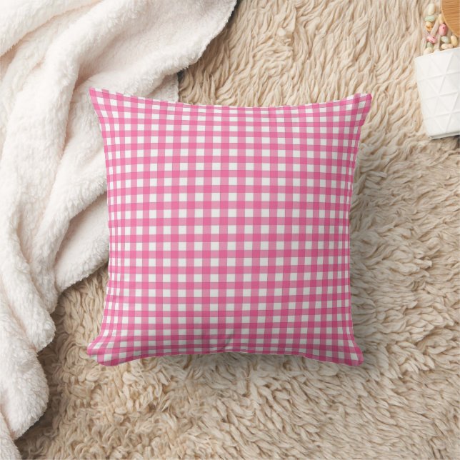 Cotton Candy Pink und White Gingham Kariertes Must Kissen (Decke)