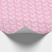 Cotton Candy Pink White Nautic Anchors Muster Geschenkpapier (Ecke)