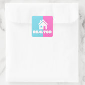 Cotton Candy Realtor-Logo Quadratischer Aufkleber (Tasche)