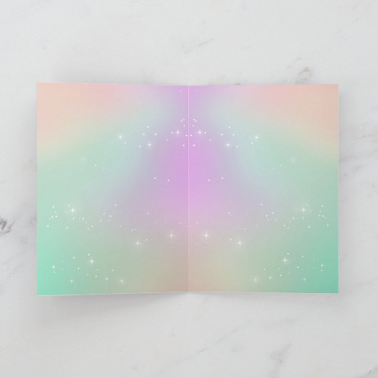 Cotton candy Regenbogen Glitzer niedlich Karte (Innenseite)