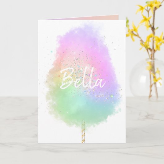 Cotton candy Regenbogen Glitzer niedlich Karte (Gelbe Blume)