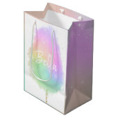 Cotton candy Regenbogen Glitzer niedlich Mittlere Geschenktüte (Vorderseite Schrägansicht)
