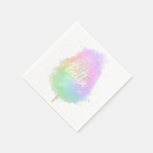 Cotton candy Regenbogen Glitzer niedlich Serviette (Ecke)