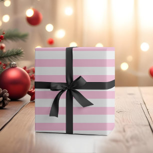 Cotton Candy Rosa Weiß weiße, horizontale Streifen Geschenkpapier