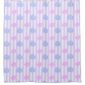 Cotton Candy Roses Pastel Stripes Duschvorhang (Vorderseite)
