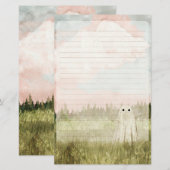Cotton Candy Skies - Cute Ghost Lined Briefpapier (Vorne/Hinten)