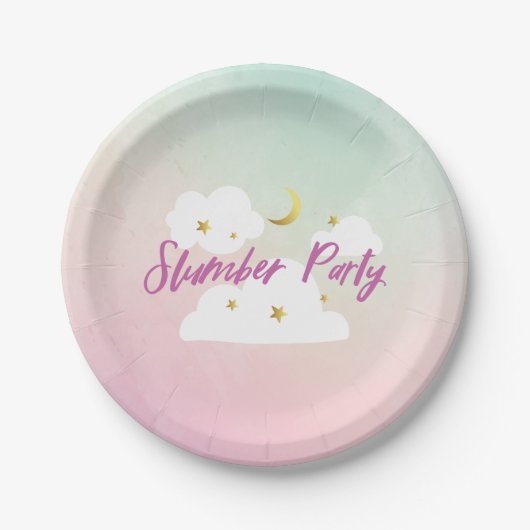 Cotton Candy Sky Slumber Party Einladung Pappteller (Vorderseite)
