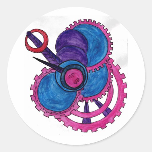 Cotton Candy Steampunk Clock Runder Aufkleber (Vorderseite)