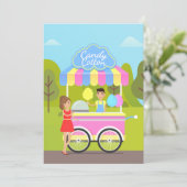 Cotton Candy Street Food Einladung (Stehend Vorderseite)