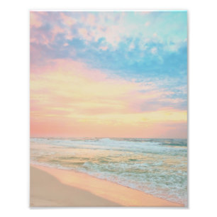 Cotton Candy Sunrise Skies Beach Waves Fotodruck