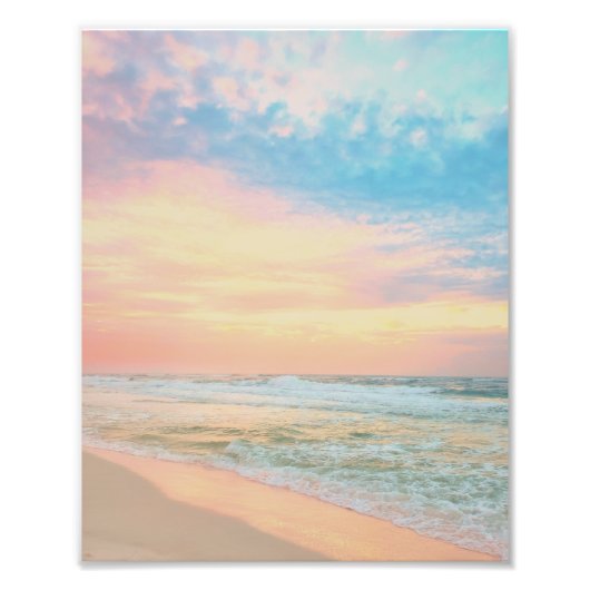 Cotton Candy Sunrise Skies Beach Waves Fotodruck (Vorne)