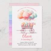 Cotton Candy Süßigkeiten Geburtstagsparty Einladun Einladung (Vorne/Hinten)