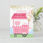 Cotton Candy Sweet Celebration Birthday Einladung (Stehend Vorderseite)