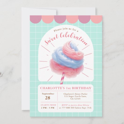 Cotton Candy Sweet Celebration Einladung (Vorderseite)