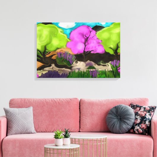 Cotton Candy Trees Abstrakte Kunst Leinwanddruck (Insitu (Wohnzimmer))