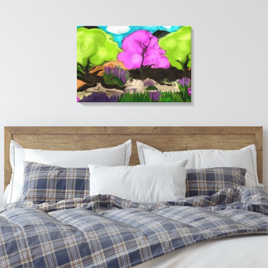 Cotton Candy Trees Abstrakte Kunst Leinwanddruck (Insitu (Schlafzimmer))