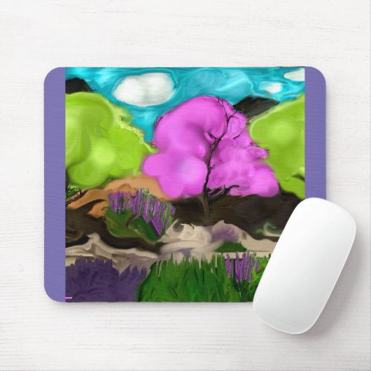 Cotton Candy Trees Abstrakte Kunst Mousepad (Mit Mouse)