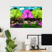 Cotton Candy Trees Abstrakte Kunst Poster (Heimbüro)