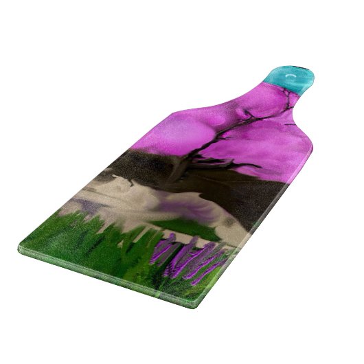 Cotton Candy Trees Abstrakte Kunst Schneidebrett (Ecke)