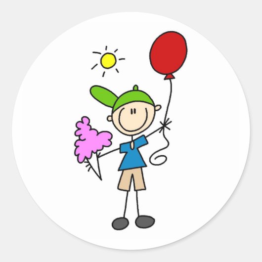 Cotton Candy und Balloons auf dem Messetucker Runder Aufkleber (Vorderseite)