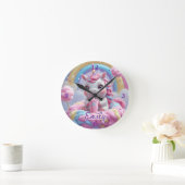 Cotton Candy Unicoring Wall Clock - bearbeitbarer Runde Wanduhr (Zuhause)