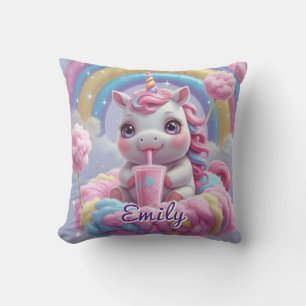 Cotton Candy Unicorn Pillow - Bearbeitbarer Name Kissen