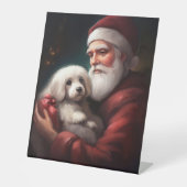 Cotton de Tulear mit Weihnachtsfeiertag des Weihna Sockelschild (Vorderseite)