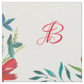 Cotton Fabric by Yard Custom Monogram Red Poppies Stoff (Nahaufnahme)