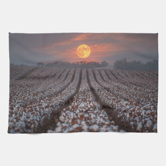 Cotton Field Harvest Moon - Farmhouse Decor Geschirrtuch (Horizontal)