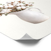 Cotton Flowers in White Pitcher Neutral Farmhous Poster (Ecke)