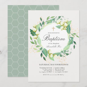 Cotton Garden Wreath White & Green Taufe Einladung