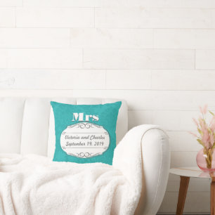 Cotton ist der zweite Hochzeitstag Aquamarine Dama Kissen