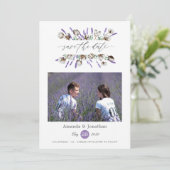 Cotton Lavender Foto Wedding Save The Date (Stehend Vorderseite)