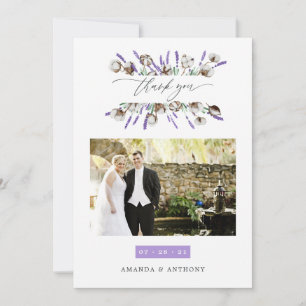 Cotton Lavender Wedding Foto Collage Dankeskarte