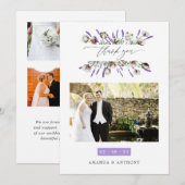 Cotton Lavender Wedding Foto Collage Dankeskarte (Vorne/Hinten)