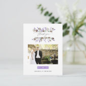 Cotton Lavender Wedding Foto Vielen Dank Postkarte (Stehend Vorderseite)