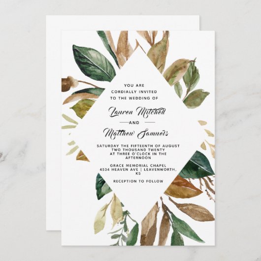 Cotton & Magnolia Hochzeit Einladung (Vorne/Hinten)