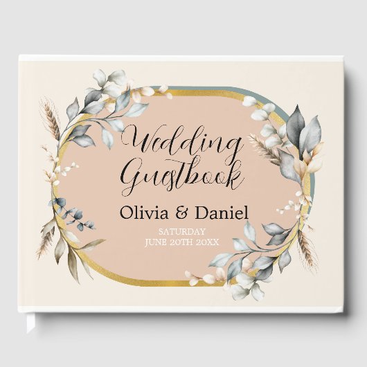 Cotton Peach-Blätter für das Hochzeitstorch Gästebuch (Vorderseite)