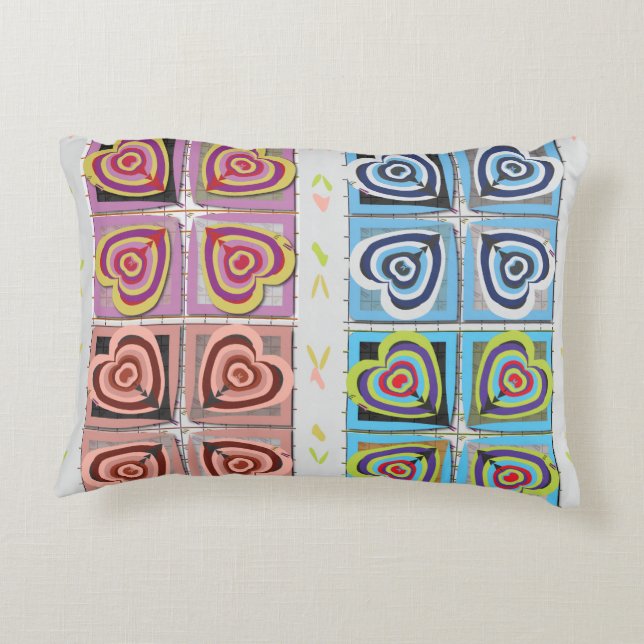Cotton Pillow w/Colorful Hearts Dekokissen (Rückseite)