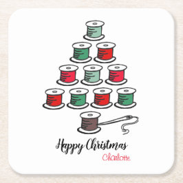 Cotton Reel Weihnachtsbaum Nähen Rechteckiger Pappuntersetzer