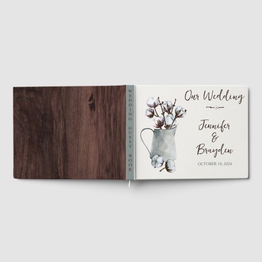 Cotton Stems in Pitcher Wedding Gästebuch (Voll)