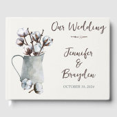 Cotton Stems in Pitcher Wedding Gästebuch (Vorderseite)