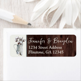 Cotton Stems in Tin Pitcher Wedding Address